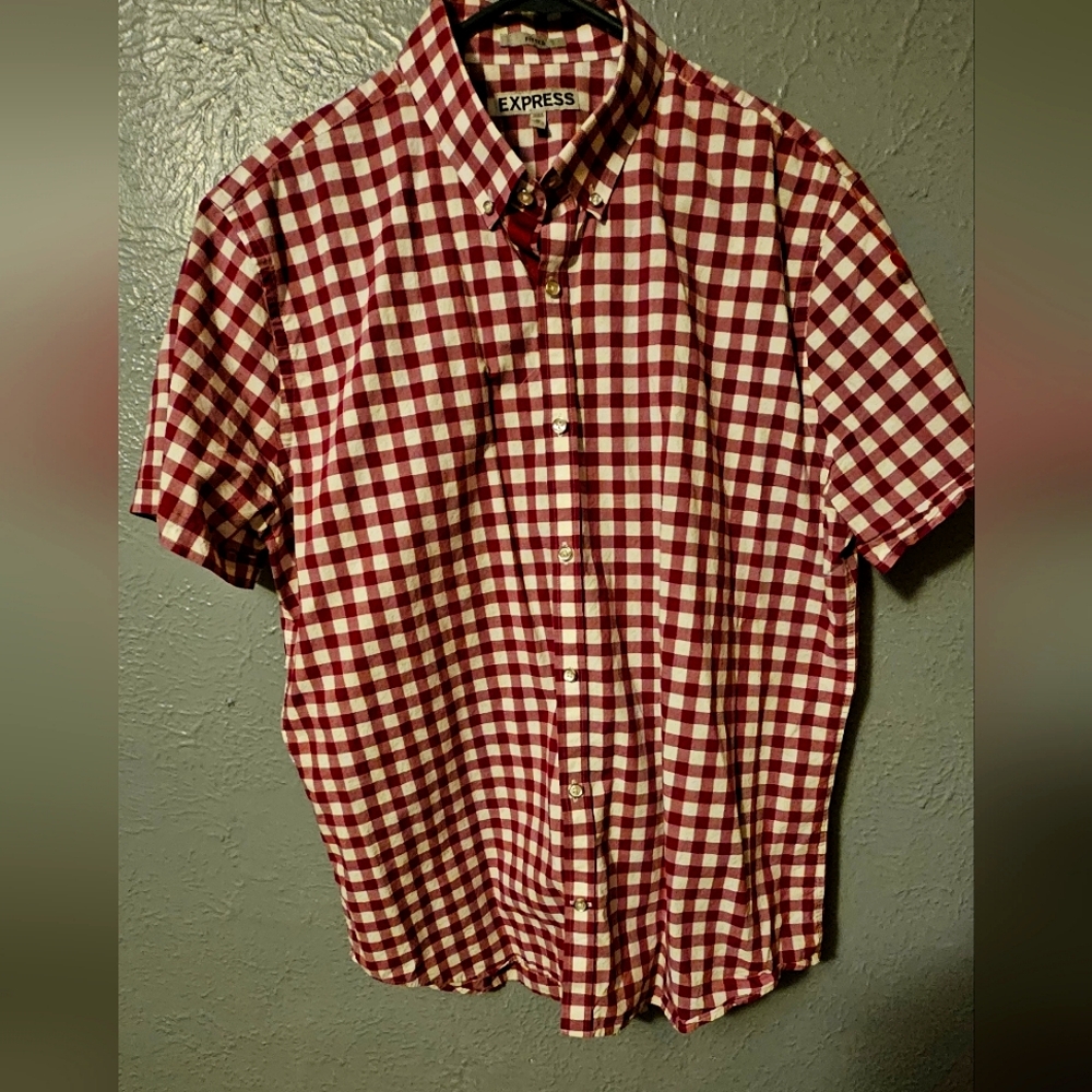 Express Men's Red Checkered Shirt
